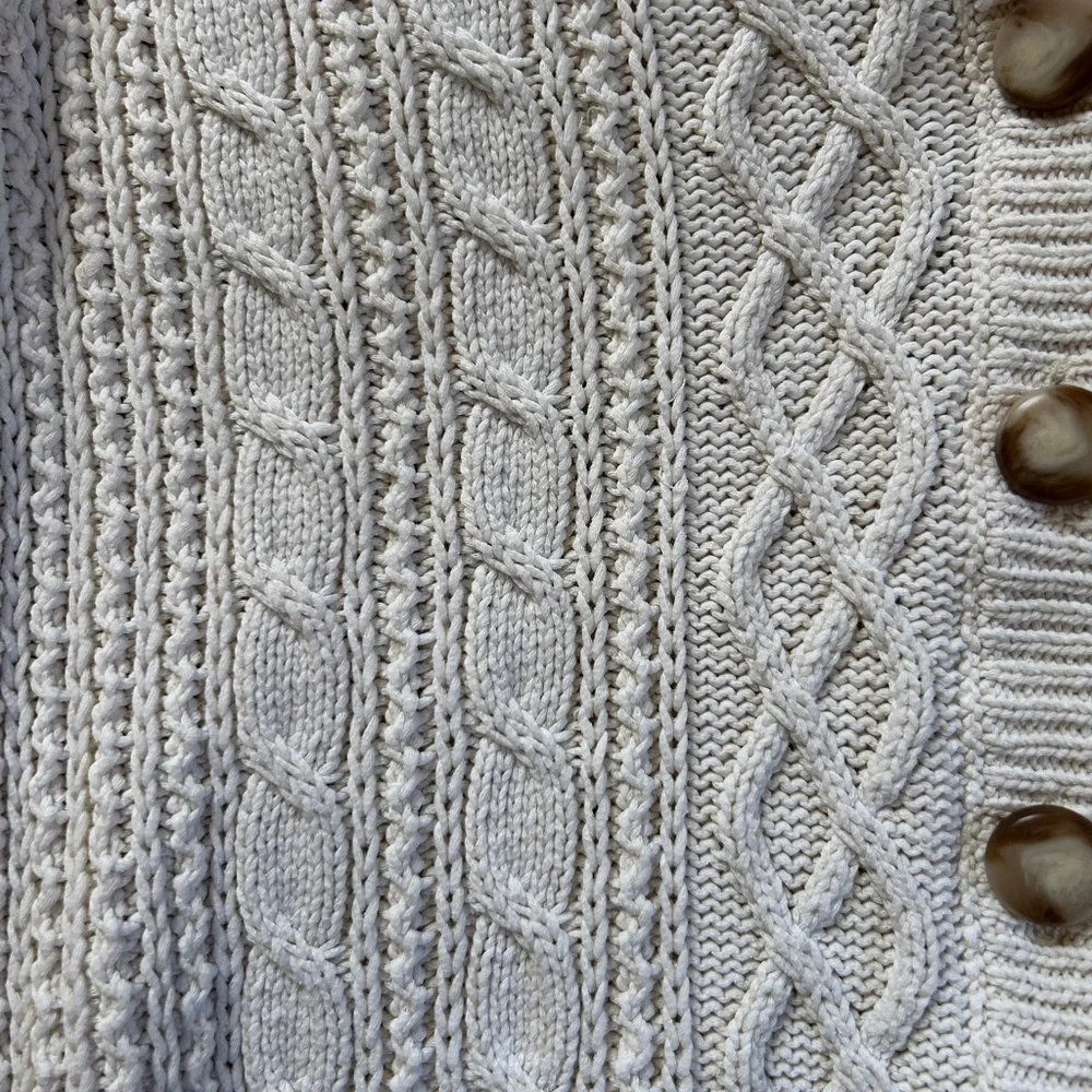 Sezane Cream Cable Knit 100% Cotton Cardigan XS - Picture 5 of 9